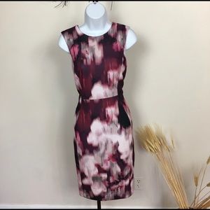 Beautiful scuba dress maroon and cream